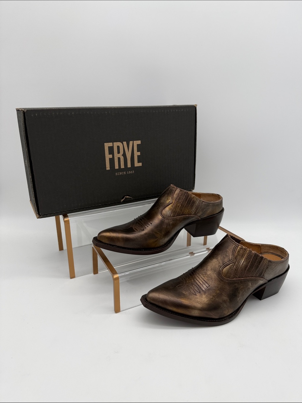 Frye Sacha Pointed Toe Leather Mule - Argan Oil - Size 8.5